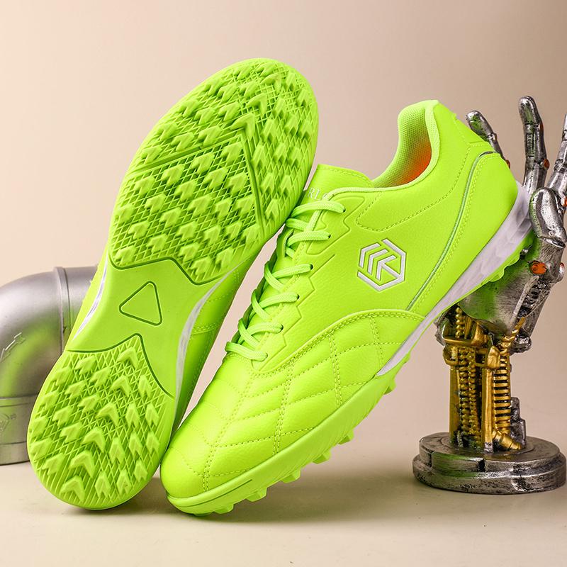 LISM Men'S Neon Green & Low-Top Football Cleats - Lace-Up Synthetic Cover Soccer Shoes with Cushioned Rubber Sole, Breathable PU Lining & Arch Support