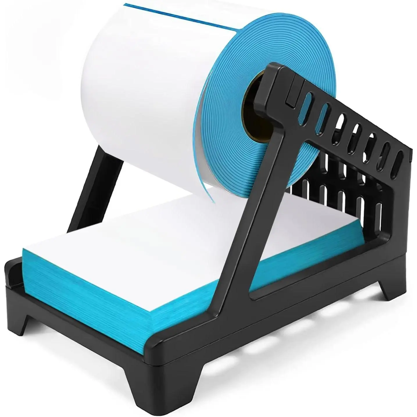 Large Label Holder for Rolls and Fan-Fold Labels, Basket, Stand Desktop Printer Accessory for , Office (Black, Large)