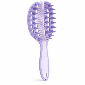 Easy Clean Detangling Brush, Self-Cleaning Hair Brush with Scalp Massage Teeth, Wet & Dry Vent Hairbrush for Detangling, Fast Drying, Reducing Pulling & Breakage, Portable Hair Brush for Women, Kids, Curly, Thick, Long Hair