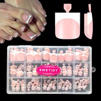 Baby Pink Square French tip Toe Nail Tips