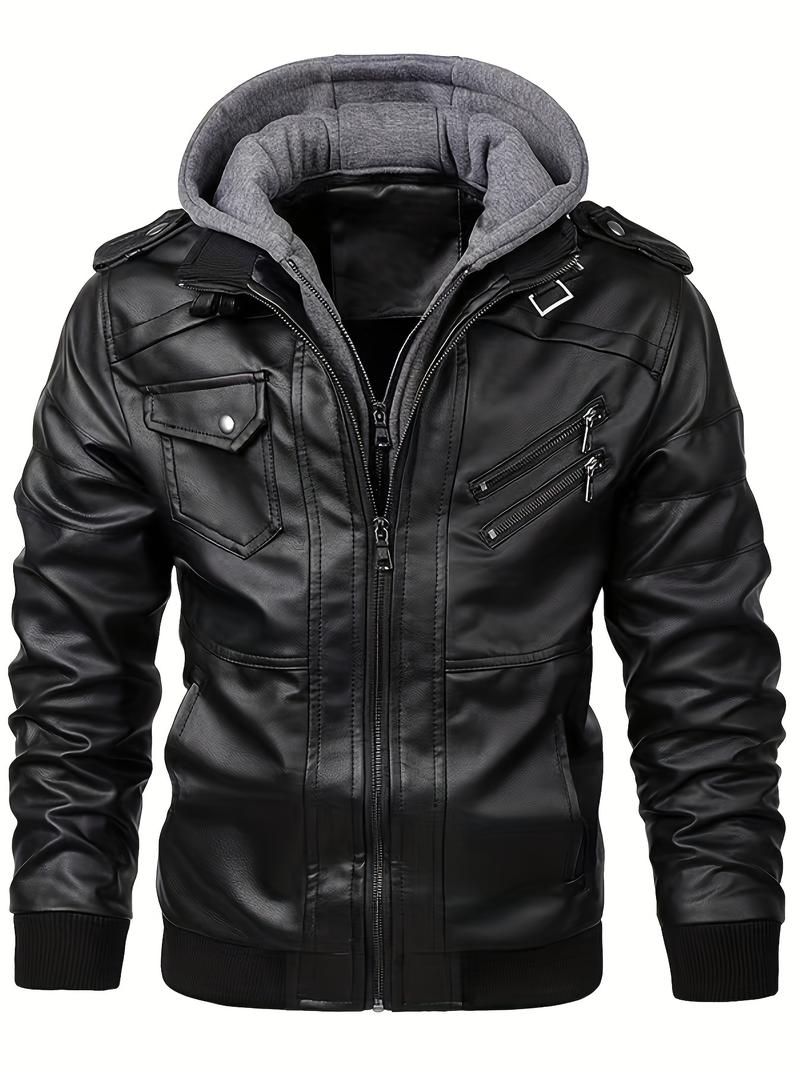 Men's Heavy Duty Full Zip Hooded Motorcycle Jacket with Full Zip Closure - High Quality Shell, Full Zip Hooded Parka for Motorcycle Riding, Casual and Dressy Wear, Comfortable and Durable