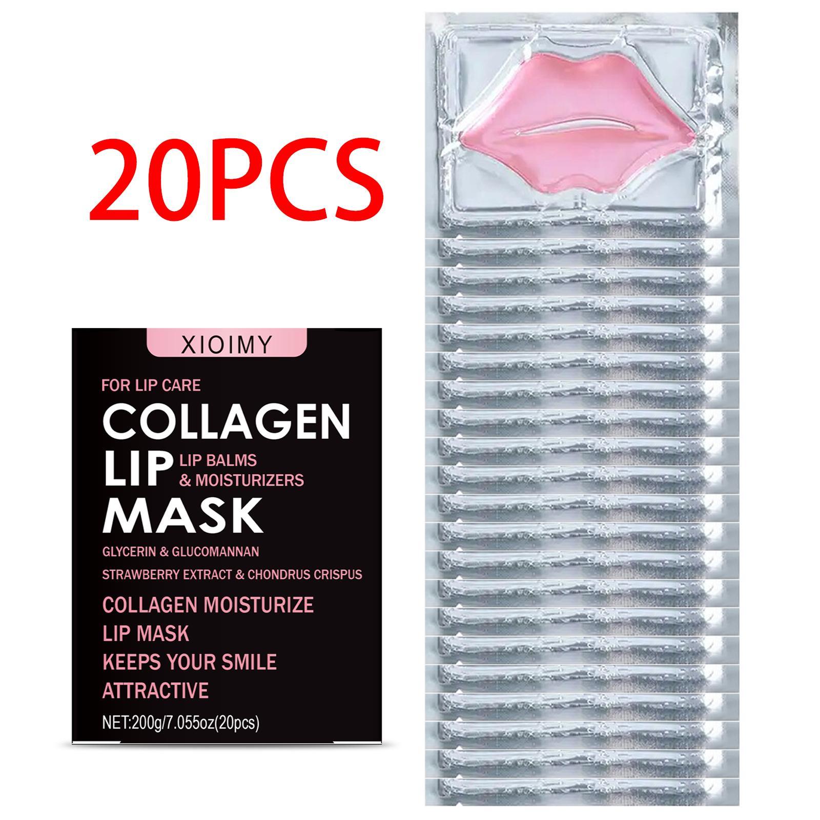 20 Pieces Collagen Lip Mask Lip Balm for Deep Nourishment, Moisturizing Overnight Treatment, Brightens and Softens All Skin Types