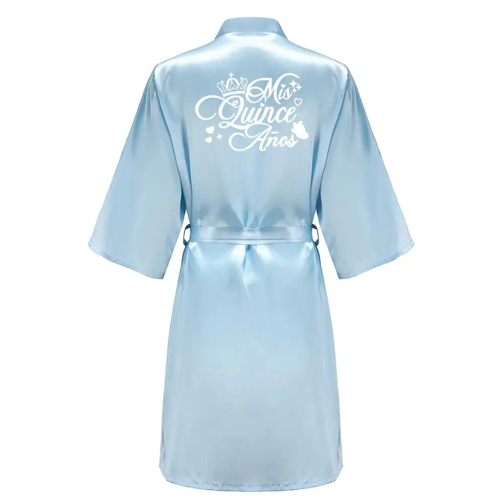 Princess Sweet 15 Years Girl Birthday Party Robes Quinceanera Robe Mis XV Bathrobe Silkly Nightgown