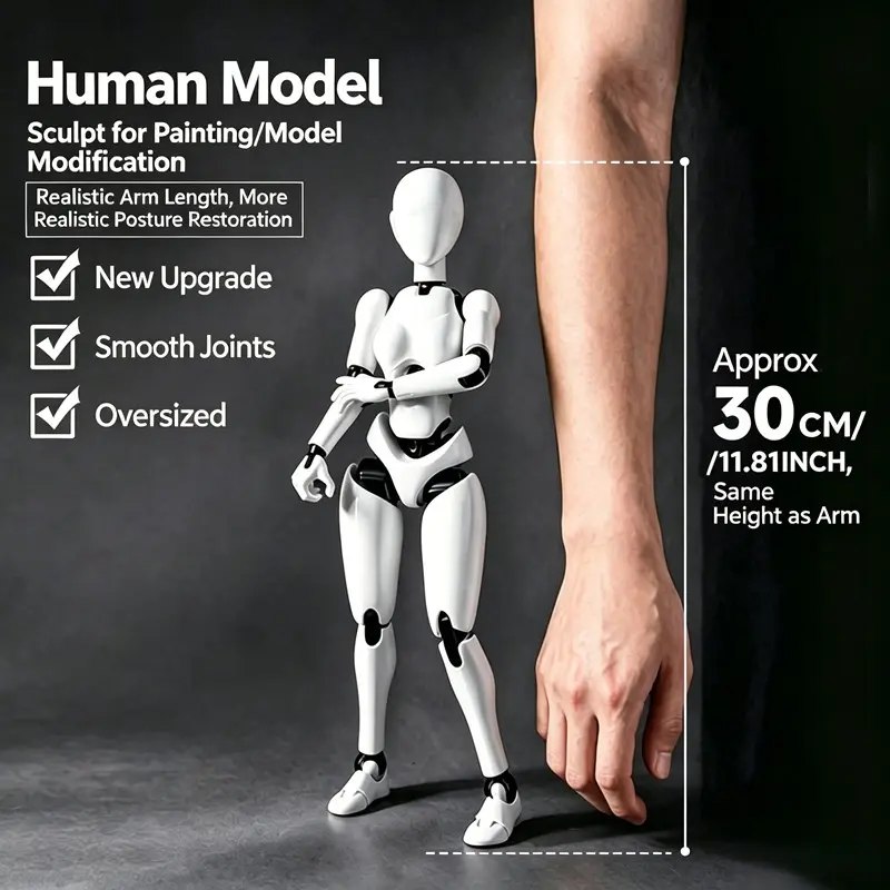 30cm Bjd Doll Body, Full Joint Art Model, Articulating Figurine, Articulated Figurines, Poseable Figure for Artists, Anatomy Study, Drawing Reference, Upgraded Blank Puppet Torso