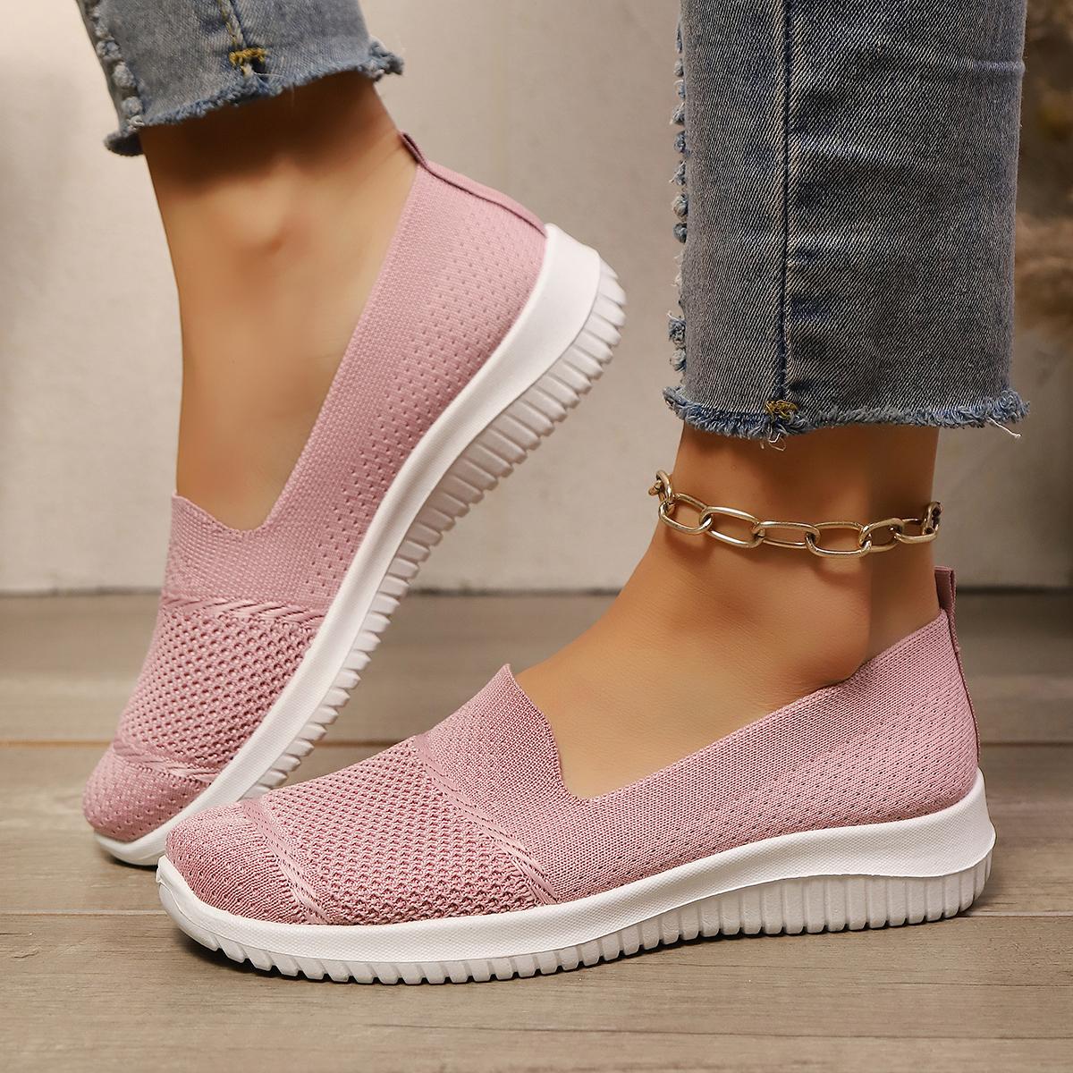 Womens Cloud Soft Sole Slip On Sneakers Breathable Knit Walking Shoes All Day Comfort Casual Trainers For Women Cozy Everyday Wear
