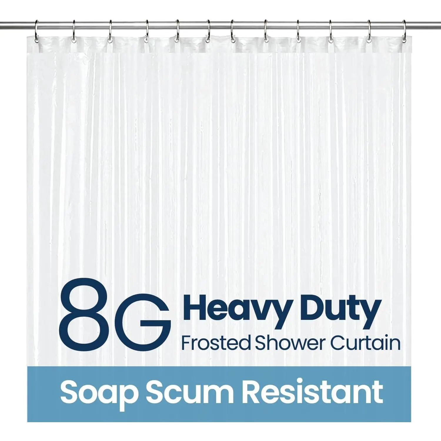 Bathroom Shower Curtain Waterproof Plastic Shower Curtain Premium PEVA Non-Toxic with Rust Proof Grommets Frosted 8G Bathroom Accessories 72x72