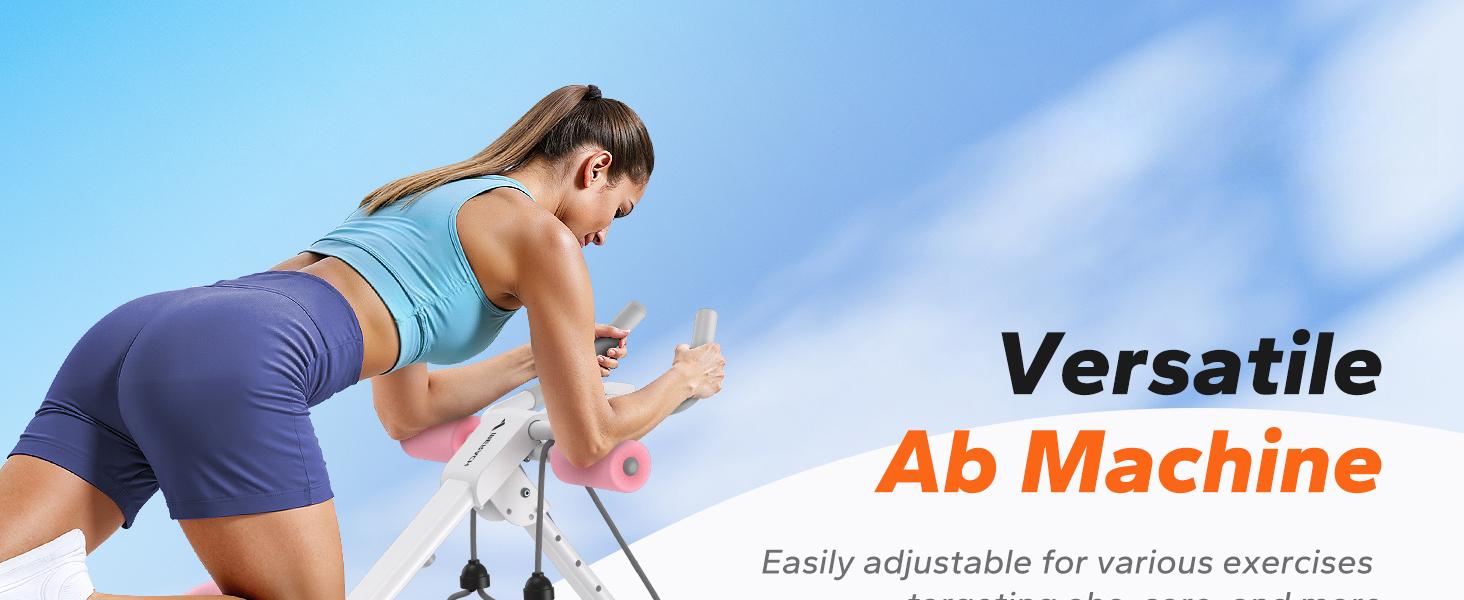 Ab Machine, Ab Workout Equipment, Adjustable Ab Trainer Machine for Abs Workout at Home Gym, Foldable, Knee Protection, Abdominal Trainer for Stomach Workout