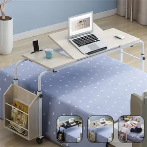 31.5" Steel Overbed Table with Wheels - Height & Length Adjustable Computer Desk, Tiltable Surface, 350lbs Capacity, Portable Rolling Workstation for Home Office & Hospital, Enhances Comfortable Working from Bed, Black Space-Saving Cart