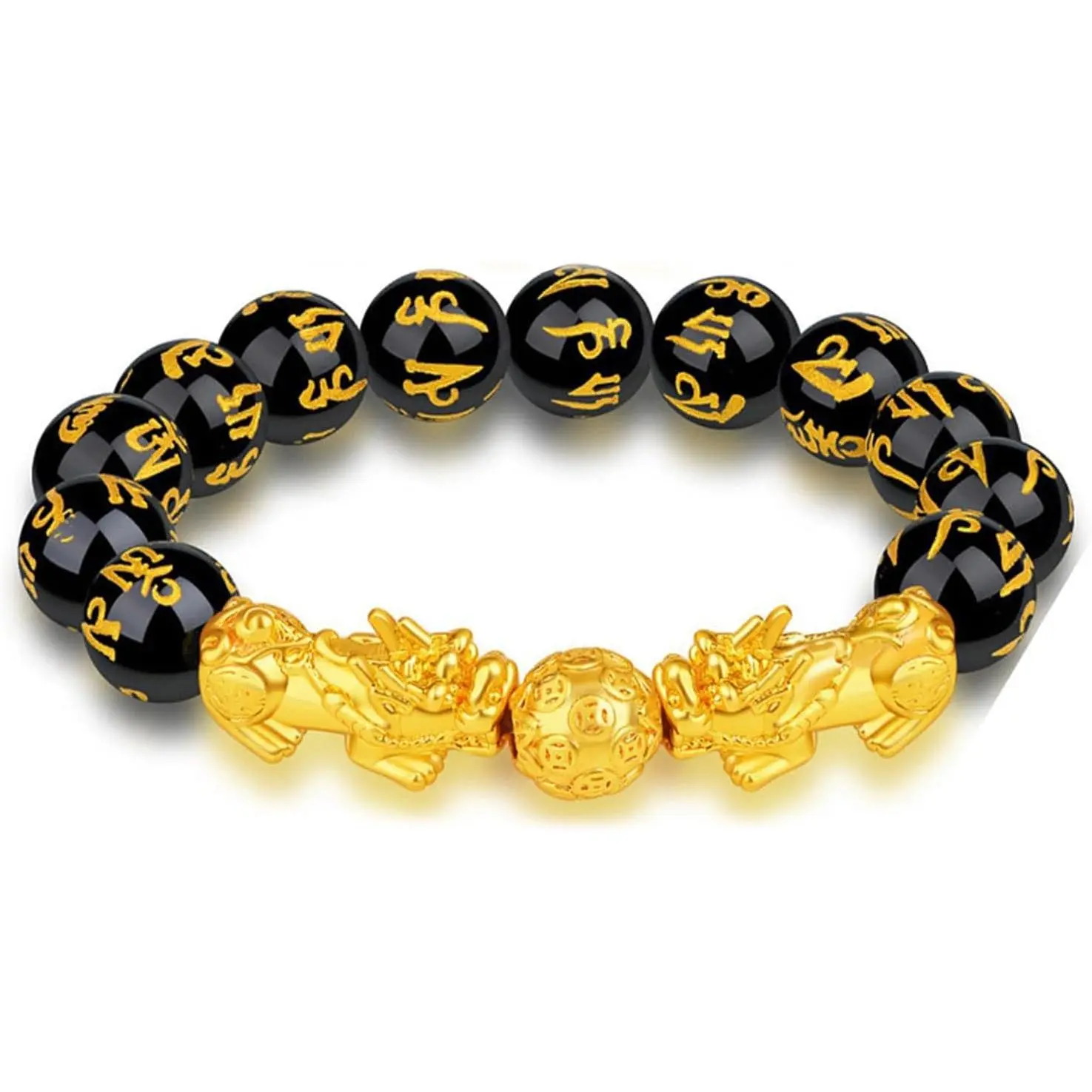 Feng Shui Pixiu Bracelet, Black Obsidian Beaded Bracelet for Men Women | Dragon  Luck Bracelet, Elastic Obsidian Bead Bracelet, Casual Fashion Bracelet  for Men and Women