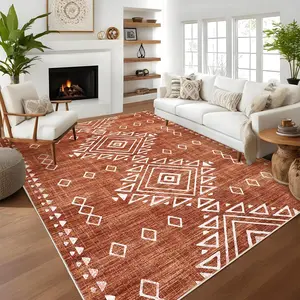 GARVEEWashable Area Rugs and Runners in Multiple Sizes (2x6 to 10x13) with Modern Distressed Geometric and Tribal Designs, Soft Low Pile, Non-Slip, Non-Shedding, Stain Resistant, Ultra-Thin for Indoor Use