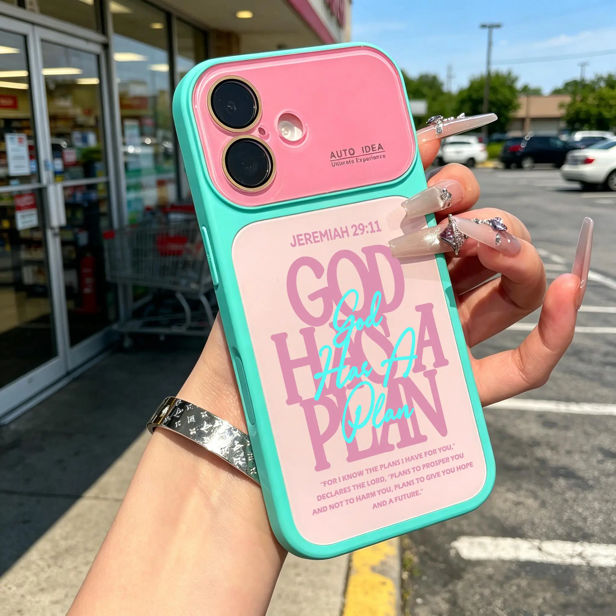 Jeremiah 29:11 God Has a Plan Christian Bible Verse Color Block Phone Case, Cute Two-Tone Matte Soft TPU Bumper & Hard PC Back, Full Lens Protection, Aesthetic Glossy , Compatible with iPhone 17/16/15/14/13 Pro Max Plus Air