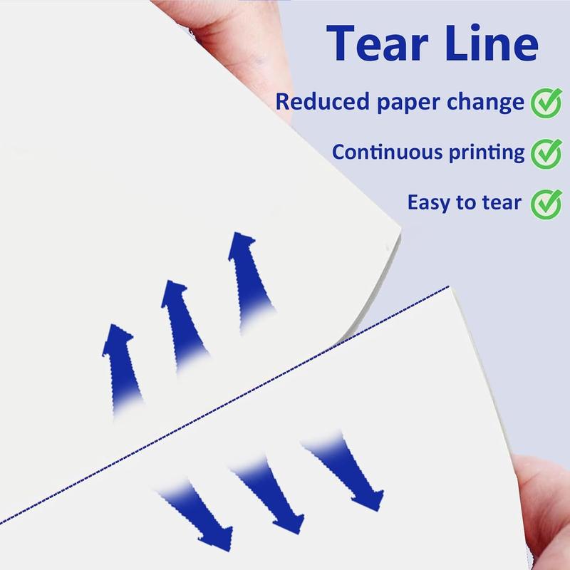 100 Sheets  Letter Size Thermal Paper, 8.5 x 11 Inch Thermal Printer Paper for M08F/A40 Thermal Portable Printer, Continual Feeding Folded Printing Paper