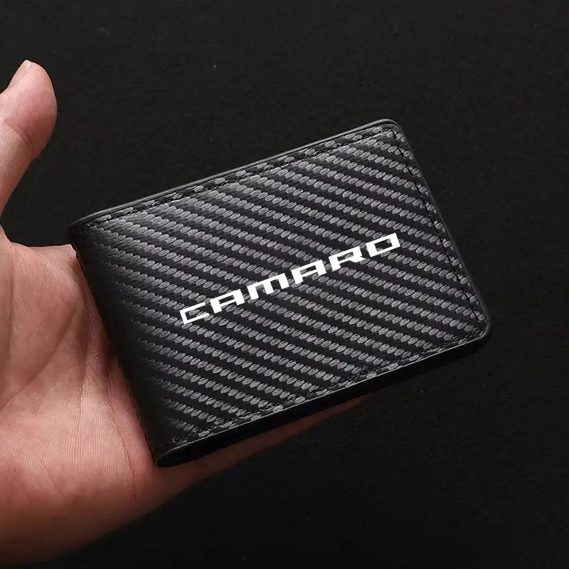 Camaro Carbon Fiber Texture License Plate Wallet, Holds Driver's License, ID Card, Bank Cards, Cash, Practical Car Gift for Enthusiasts