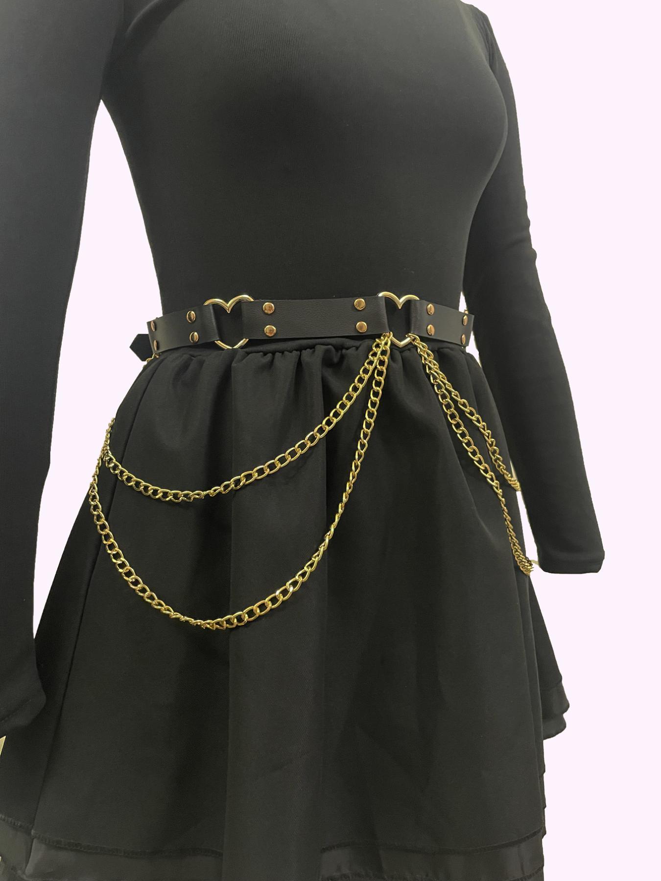 Women's Heart Decor Chain Belt, Fashionable Punk Style Waist Belt for Party, Everyday Accessories, Trendy All-match & Exquisite Belt for Birthday Gift, Casual Dress Belt, Stylish Belts