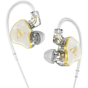 in Ear , HiFi Headphones with   Dynamic Driver, Hybrid  Armature with Dynamic in Ear Headphones IEM Earphones Gaming Earbuds, Wired, White, Without Mic