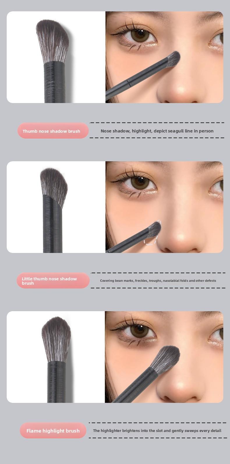 Soft Bristle 10-Piece Makeup Brush Set Eyeshadow Eye Makeup Blending Aegyo-sal Eyeliner Detail Nose Shadow Brush Beauty Tools
