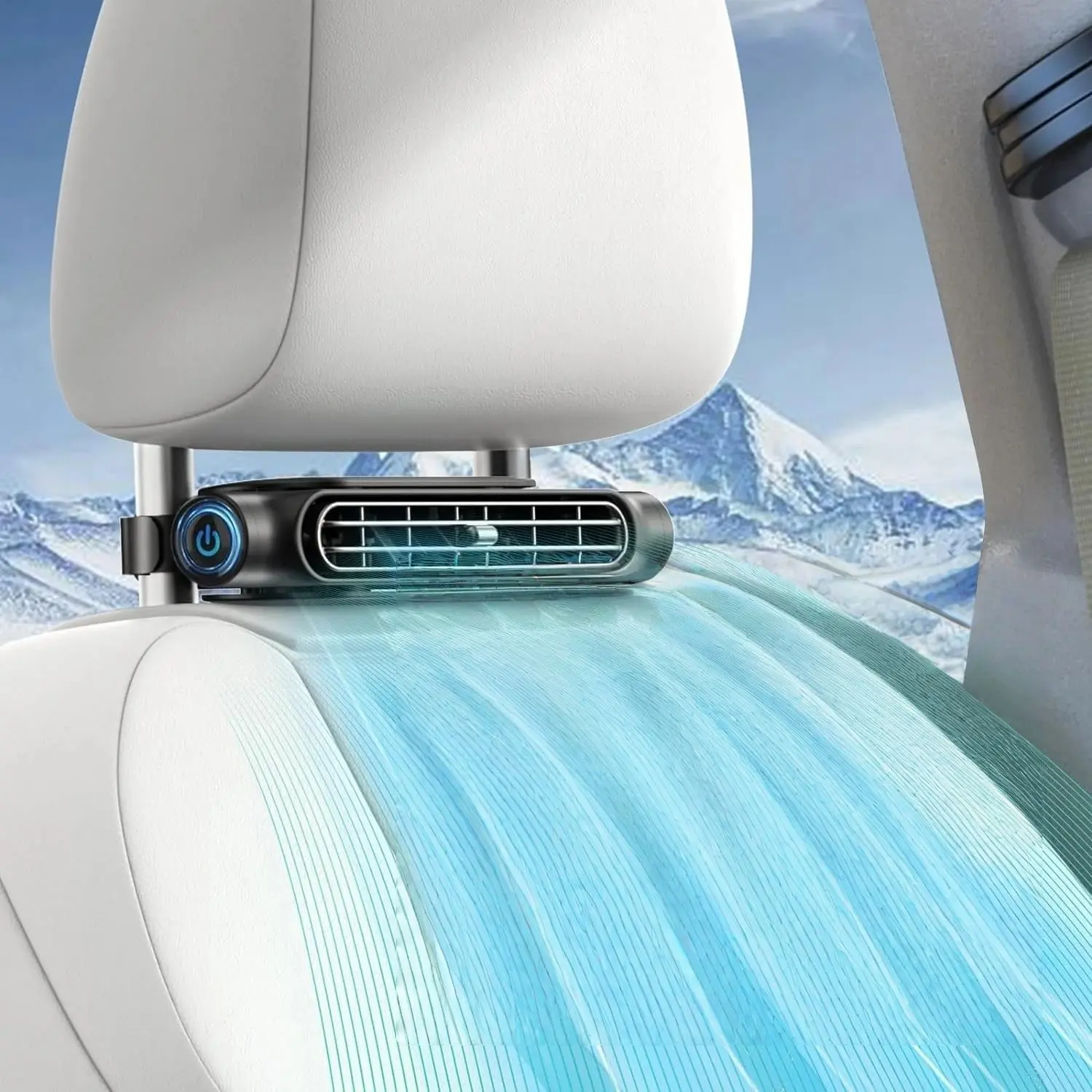 Mini Car Seat Back Cooling Fan, Portable Vehicle Fan, Car Backseat Fan, 3 Speed Headrest Quiet Cooler, Suitable for Suv RV Truck Sedan Mini Seats