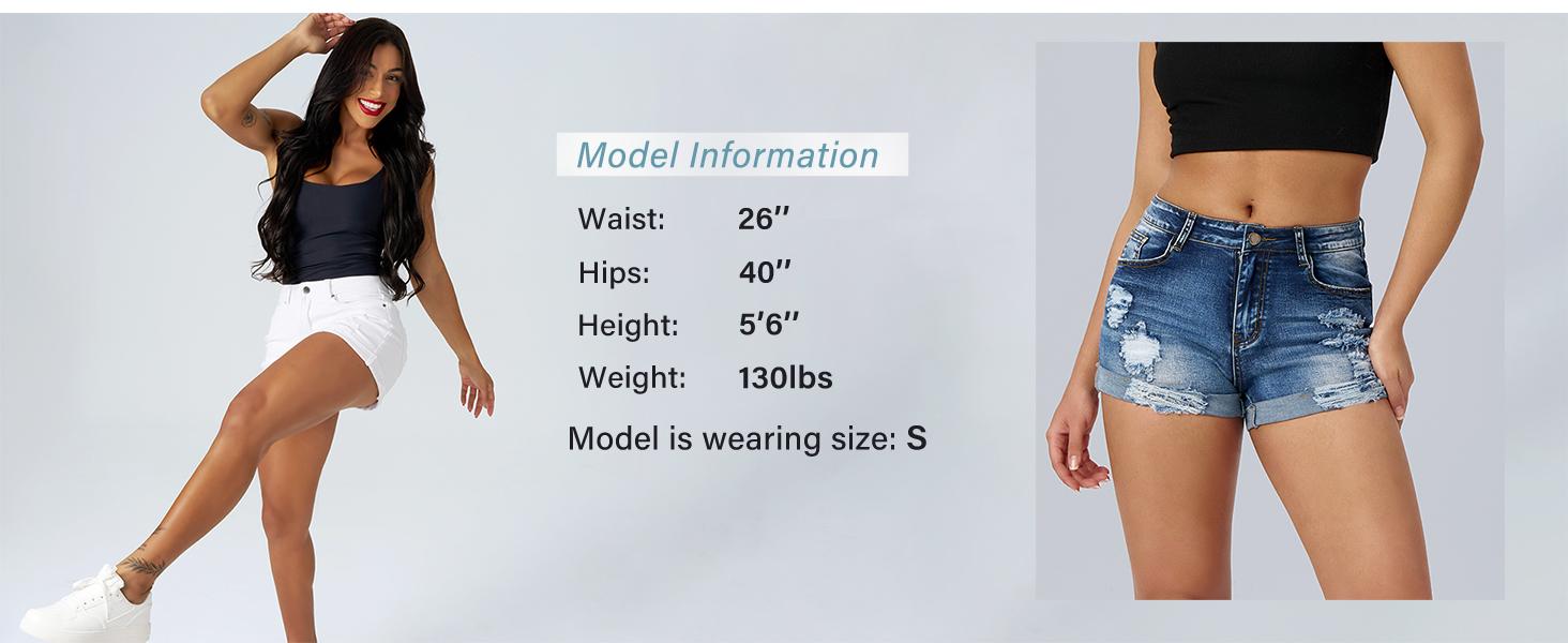 Good osierds Women's Butt Lifting Denim Shorts | Stretchy Mid Rise Ripped Jean Shorts | Distressed Cuffed Hem Hot Pants | Casual Summer Vacation Outfits | Cute Y2K Festival Concert Bottoms | Slim Fit Everyday Wear