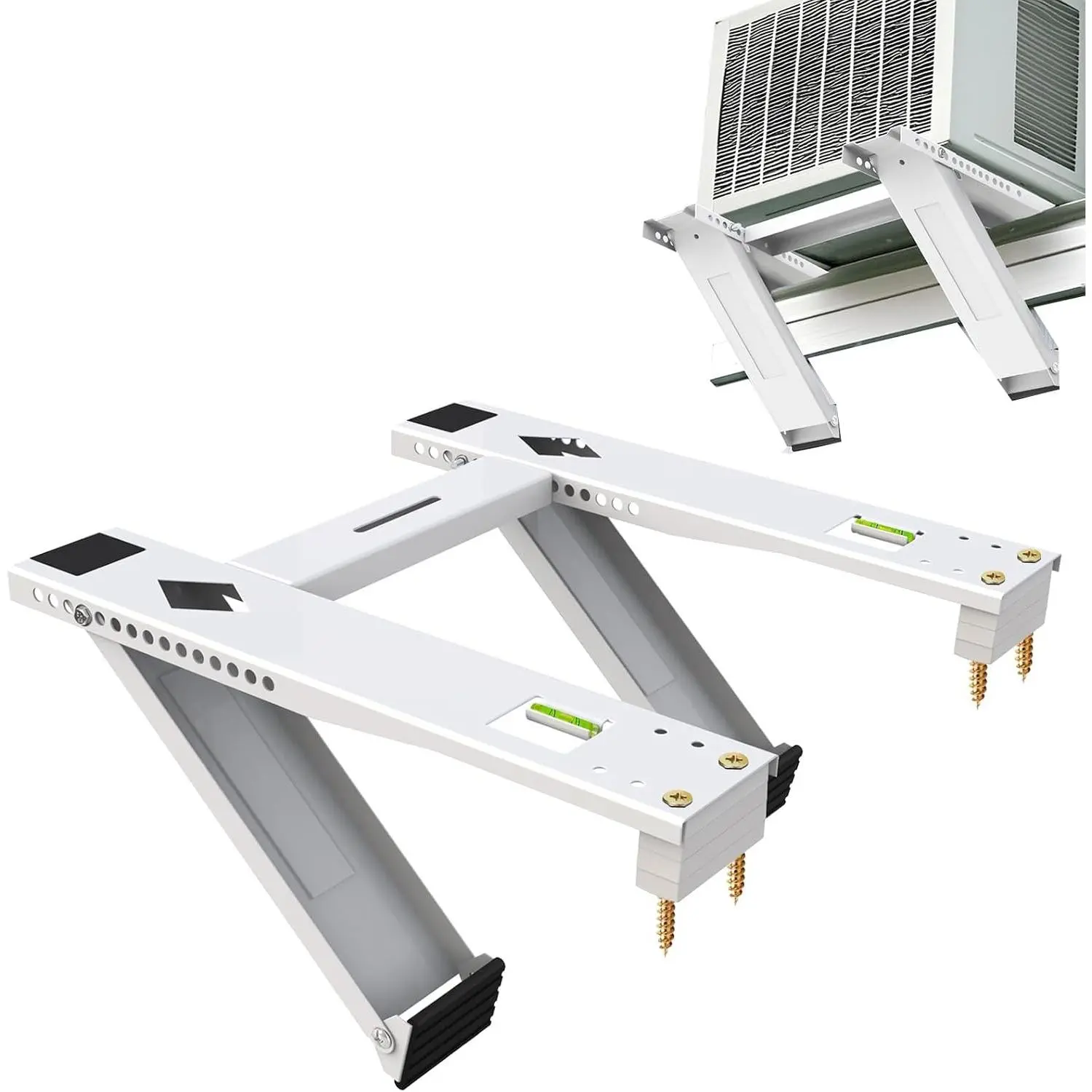 Window Air Conditioner Support Bracket with 2 Arms Heavy Duty AC Support for Window Unit Install Kit Up to 200 lbs Hold 5000-22000BTU Unit Window AC Mount