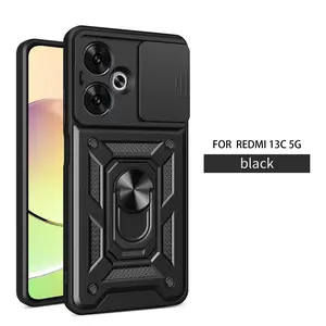 Case for Xiaomi Redmi 13C 5g with Ring Stand, Anti-Slip Shockproof Dual-Layer Protection, Hidden Dust Cover, Camera Lens Guard for Xiaomi Redmi 13C 5g Case