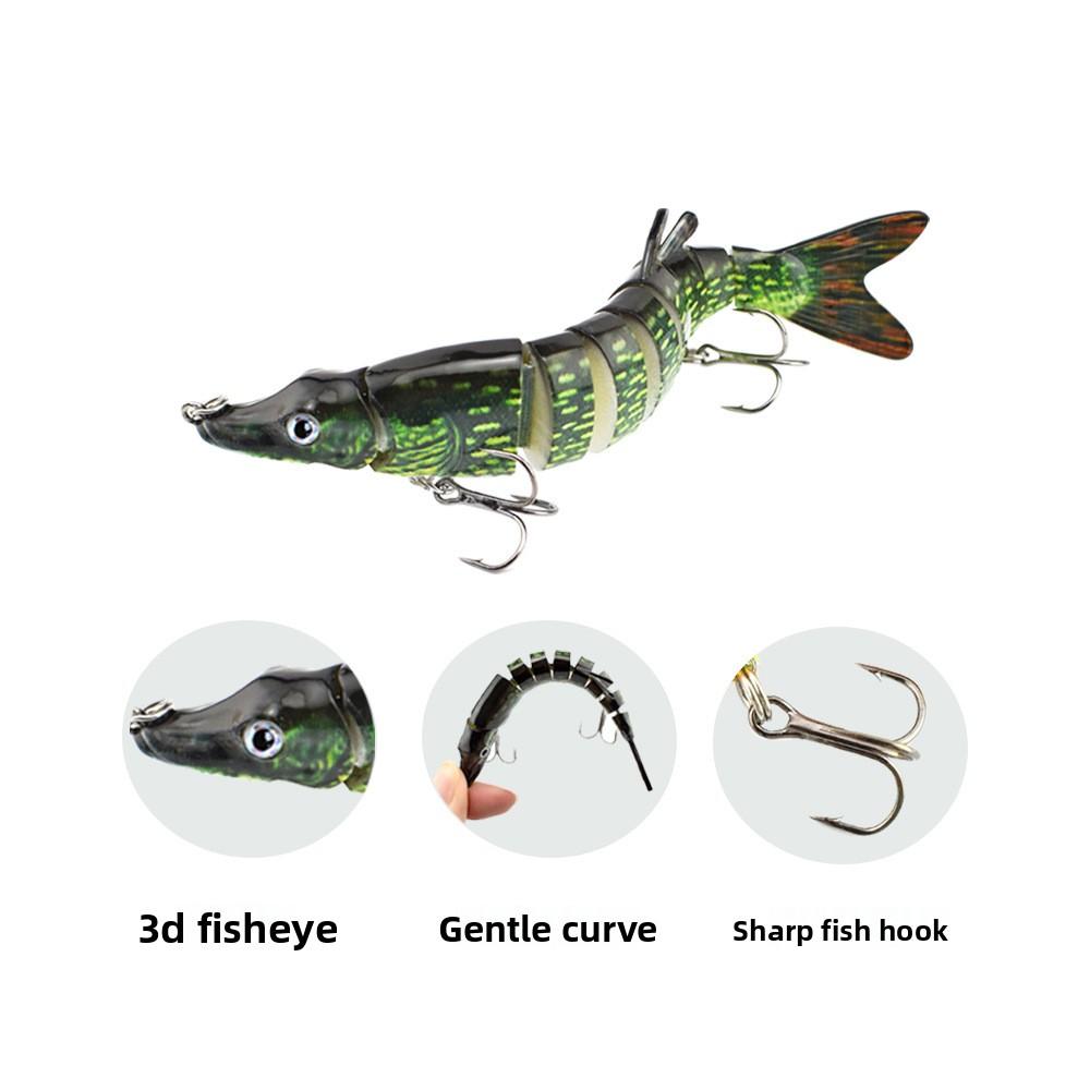 9 Segments Jointed Fishing Lure 130mm 17g Hard Bait Sinking Swimbait Realistic Multi Jointed Lure for Pike Bass Musky Freshwater Fishing Lures