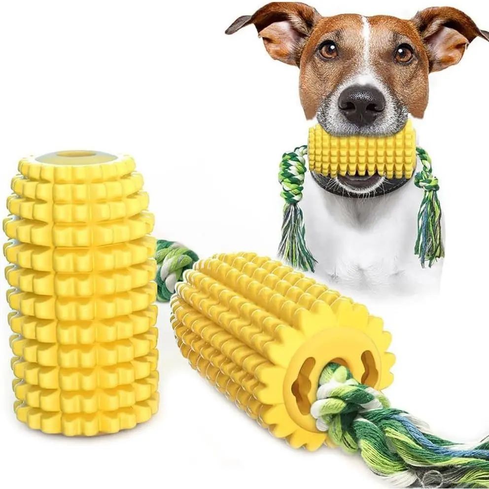 Corn-Shaped    for Aggressive Chewers Floating  Rope  with  Hole Rubber  Toys for Medium/Large Breed (7.5" Lx2.4 W)