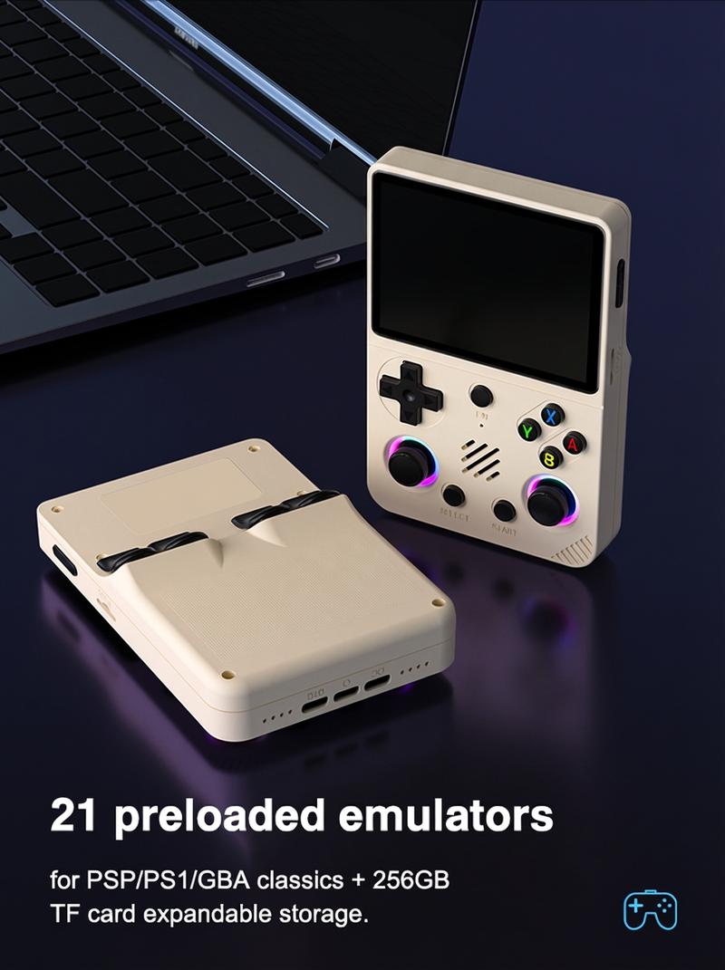 Avamoon RG36 PRO Handheld Game Console, 128G，RGB Lights, 20+ Emulators, Dual 3D Joysticks, 3.5 Inch IPS Screen, Video Gameing Console wavelength game