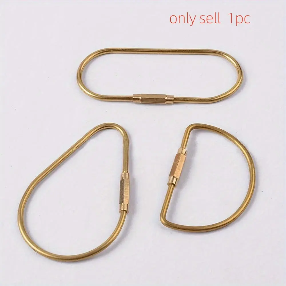 1pc Brass Heavy Duty Keychain for Men, U-Shaped D-Shaped Water Drop Keyring, Large Metal Keyring for Outdoor Hiking, Durable and Stylish Accessory