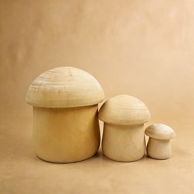 3-Piece Mushroom Home Decor Set, Handmade Wooden Russian Nesting Dolls, Stacking Dolls, Matryoshka Dolls，Home Decoration, Kids Educational Toy, Party Gift
