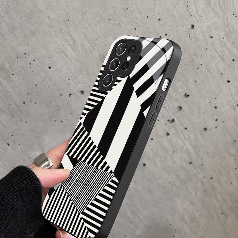 Phone Case: Creative Black and White Striped New Phone Case for Samsung Galaxy S26 S25 S24 S23 S22Pro S21 S20 Fe Plus Ultra Pro A56 A55 A54 A53 A52 A51 A36 A35 A34 A32 A26 A25 A24 A23 A16 A15 A14 A06 A05 A03s