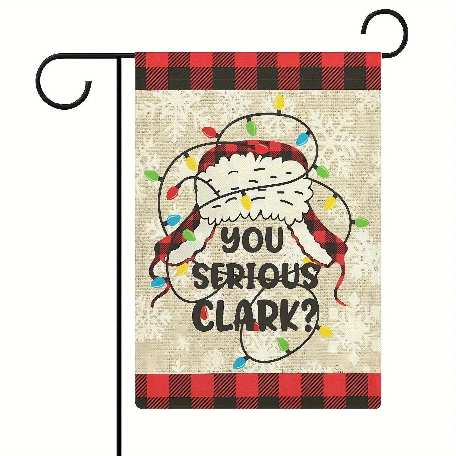 1pc Christmas Santa Hat Garden Flag - Double-Sided Print, Weather-Resistant Polyester, Festive Outdoor Decoration for Yard, Patio - "Are You Serious, Clark?" Quote - No Pole, 12X18 Inches for Home & Holiday Display