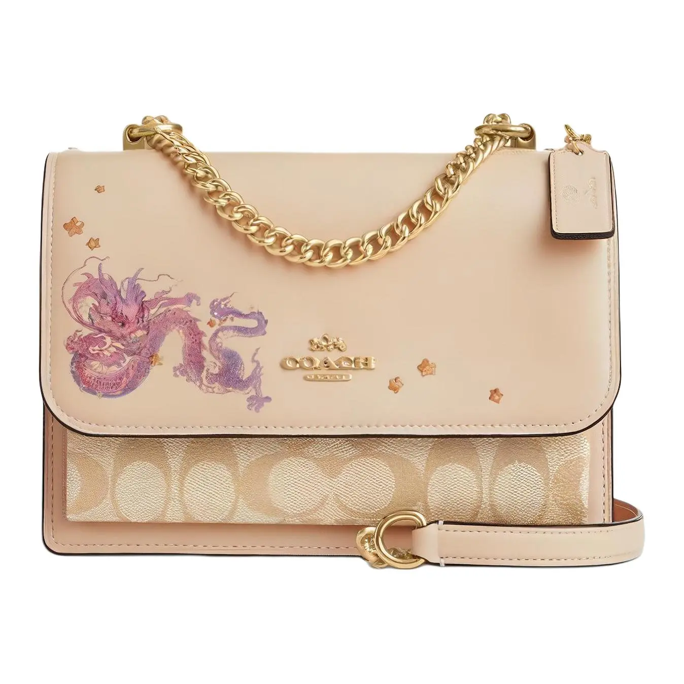 COACH Klare 21 Crossbody Bag for Women – Lunar New Year Print PVC and Leather Top-Handle Satchel in Khaki