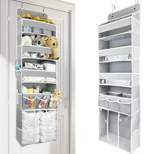 [5-Tier Storage Box] Door Storage Box, Hanging Door Storage Box With 5 Large Capacity Pockets Anti-tilt 44 Pound Load Back Of Door Storage Box For Bedroom, Pantry, Room Storage And Collection Use Over The Door Pantry Organizer Children