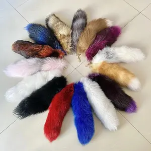 Plush Fox Tail Keychain Fur Bag Charm Animal Tail Keyring Pendant Keychain 40CM Keyring Gifts Holder Bag Decor Keychain Tail