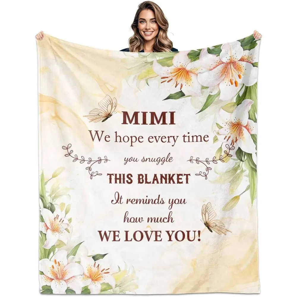 1PC Mimi Gifts from Grandsons or Granddaughters, Grandmother Gifts for Birthday, Mimi Blanket 60' X 50', Gift for Mimi's Birthday Gift, Birthday's Present for Grandma Gift's Blanket