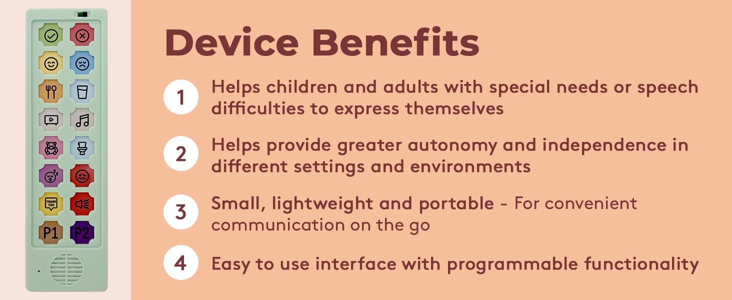 Device for Autism & Speech Therapy.Non Verbal Communication Tools for Kids & Adults.Programmable AAC Communication Device.Alternative to Autism Communication Cards & PECS Cards for Autism
