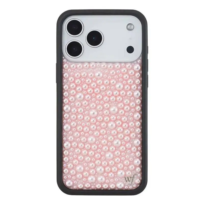 Wildflower Ins 3D White Pink pearl Sparkling Phone  for  13 14 15 16 17 Pro Max Rhinestone Glitte wf Cover Hunting Camouflage Tough