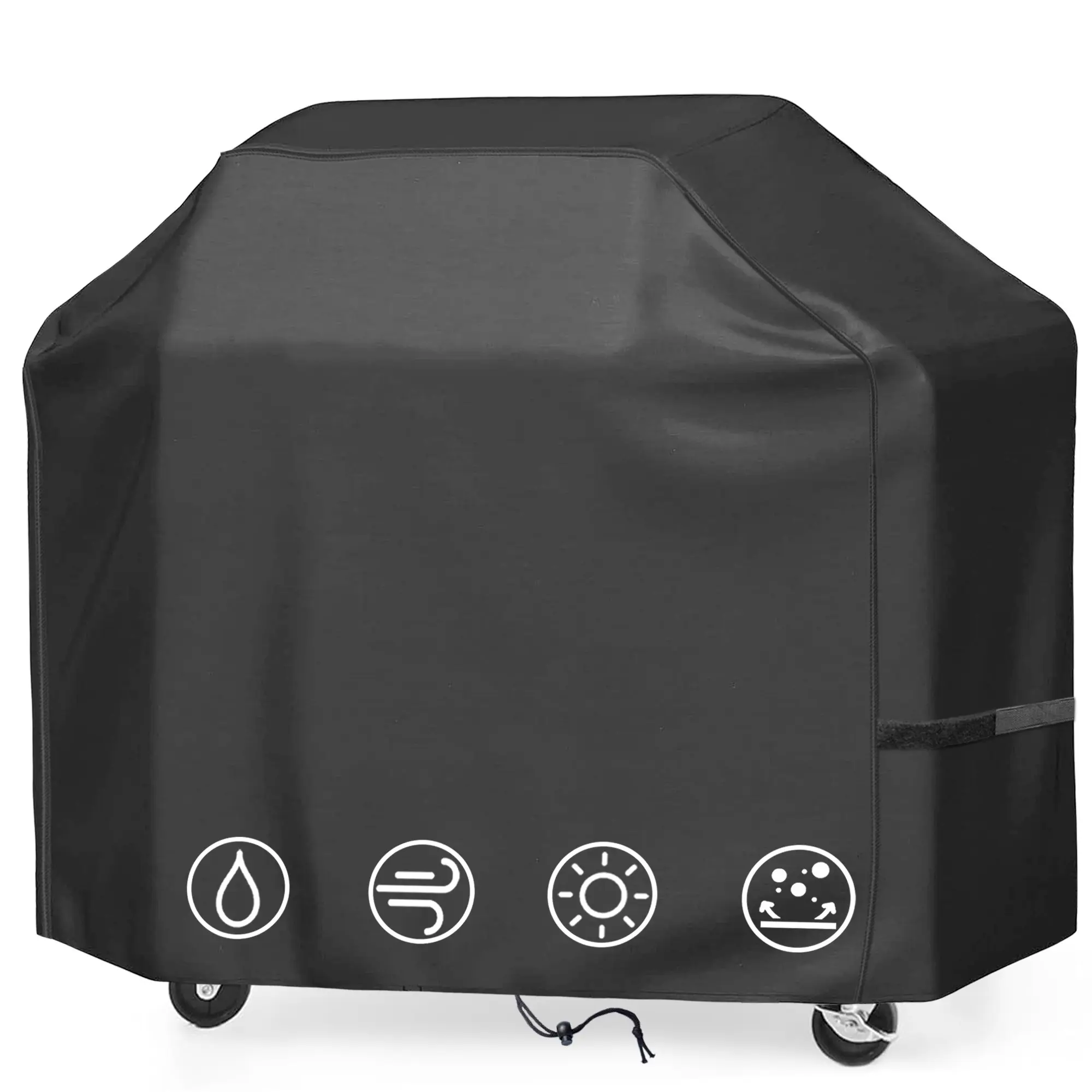 1pc outdoor grill cover, available in sizes 46, 54, 58, 64, and 72 inches, featuring securing straps and adjustable drawstrings, fits a variety of grill sizes