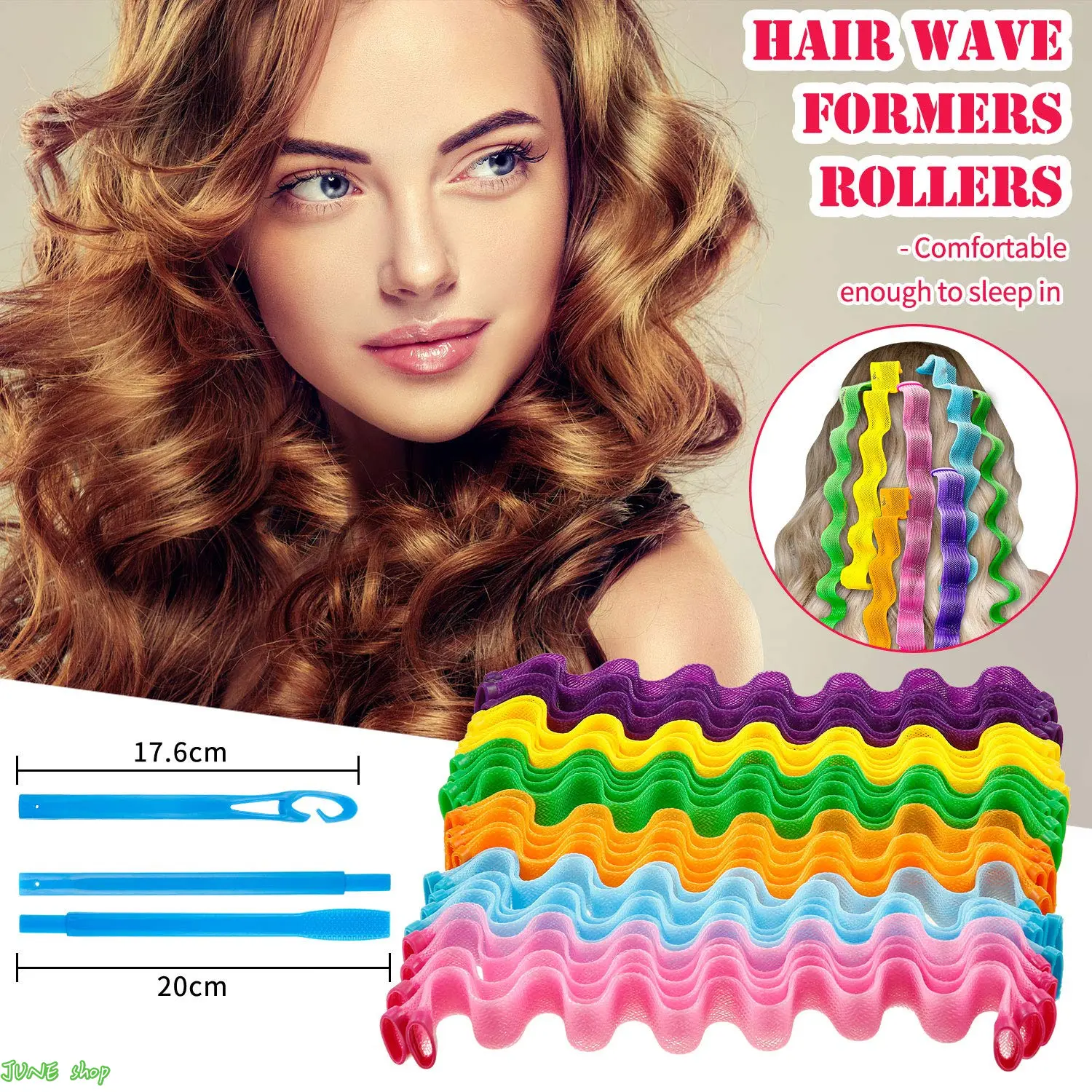 Heatless Hair Curlers – 10-Piece Set for Water-Wave, Wavy, and "Egg-Roll" (Crimped/Textured) Curls (25cm–65cm) – Magic Hair Styling Rollers