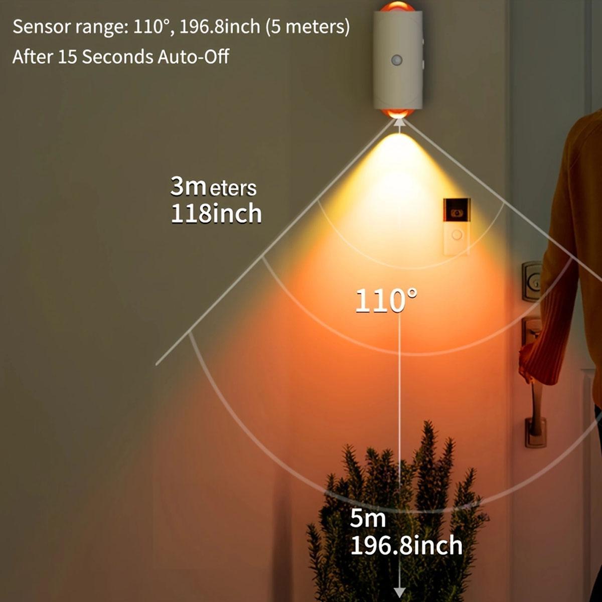 USB Rechargeable LED Night Light, RGB Color Changing Ambient Light with Motion-Sensor, Dimmable Indoor Light for Entryway, Bedside, Desk, Closet, Led Wall Light