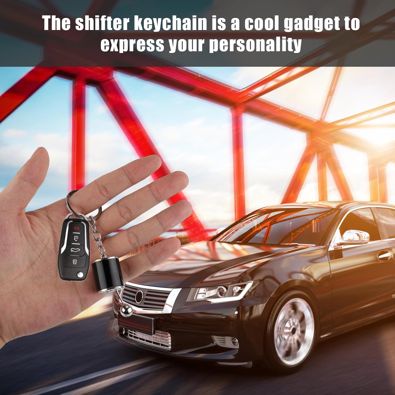 Gear Shifter Keychain, 6 Speed Manual Transmission Keychain Mini Gearbox Key Chain Stick Shift Keyring Creative Fidget Toy for Men Car Lovers Gift Auto Part Accessories