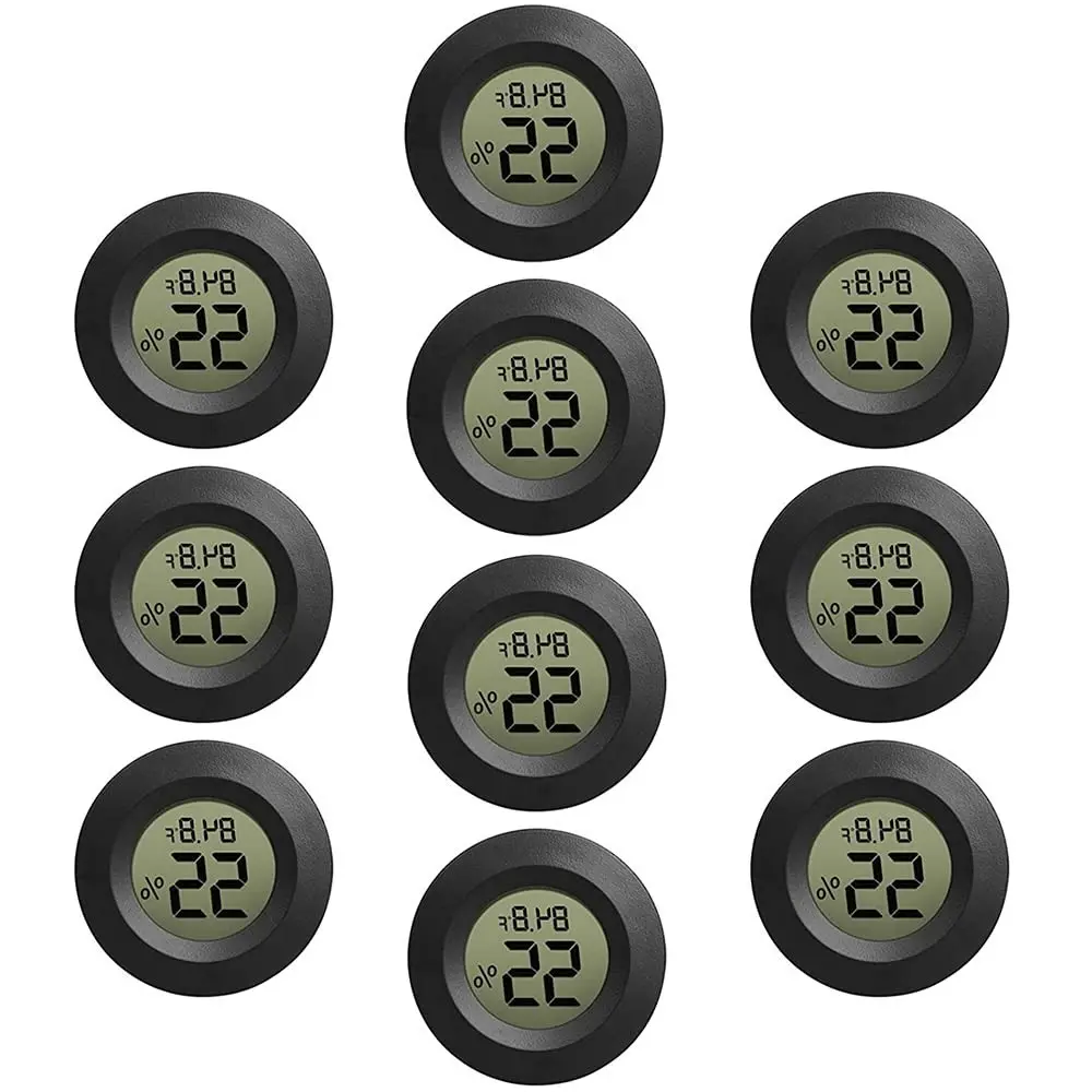 10-Pack Mini Thermometer Hygrometer Small Digital Temperature Humidity Meter Gauge Indoor LCD Display for Greenhouse Garden Cellar Fridge Mason JarGift