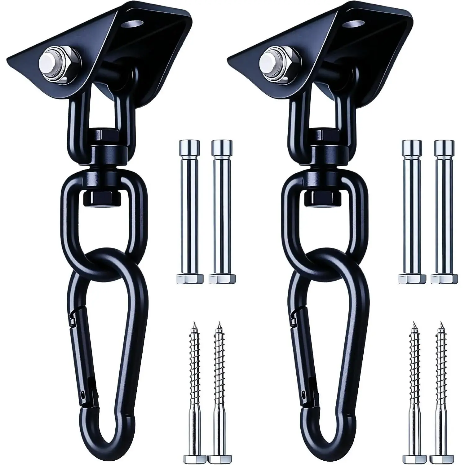 Hammock Hanging Kit, 360° Rotating Heavy Duty Swing Chair Hook 1200 lbs Capacity, Ceiling Mount Hammock Chair Hardware with Carabiner for Indoor Outdoor Yoga, Tree, Porch, Seat, Home Gym