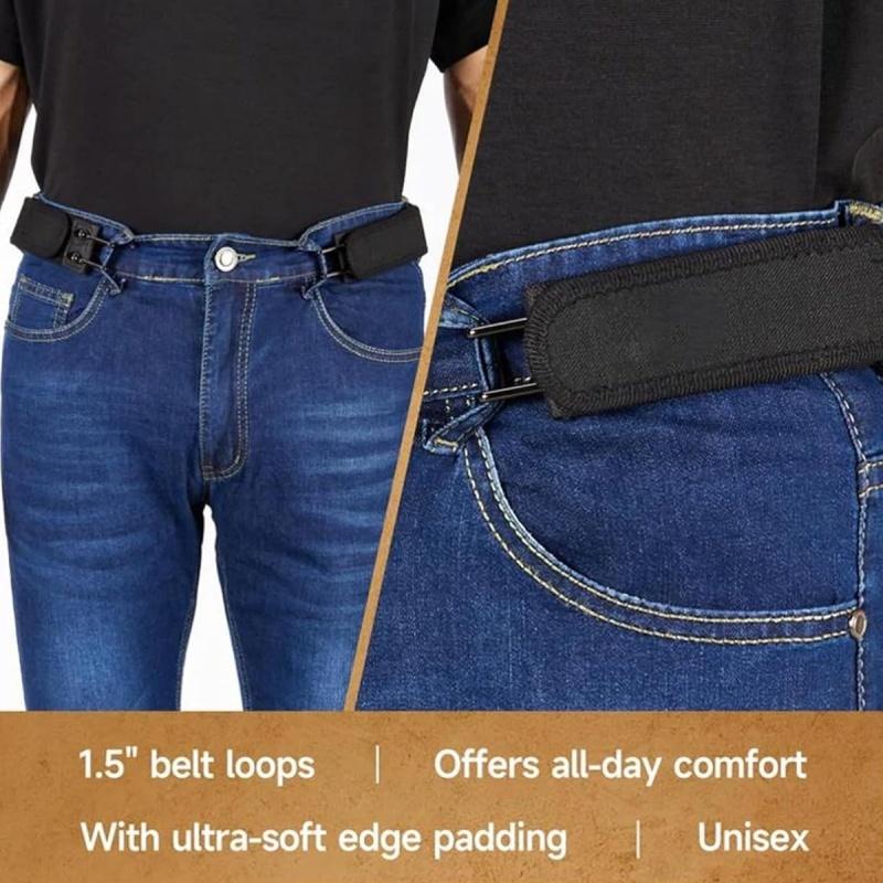 No Buckle Elastic Stretch Belt for Men & Women, Adjustable Buckleless Belt Hook, Invisible Soft Adjustable Side  belt Belt for Jeans, Pants(Unisex)
