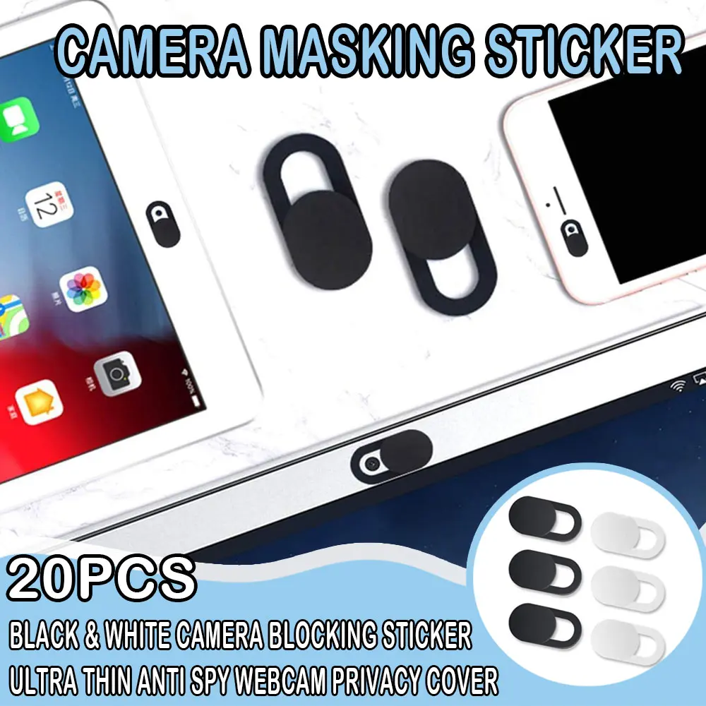 20 Pack Black & White Webcam Cover Slider, Ultra Thin Universal Camera Blocker Sticker, Anti Spy Privacy Camera Cover for LaptopiPhone and All Smartphones