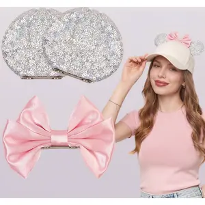 3.5" Magnetic Mouse Ears with Bows – Clip Mouse Ears Cap Accessories – Magnetic Attachment for Hats – Great for Holiday, Party, Cosplay & Costume Outfits