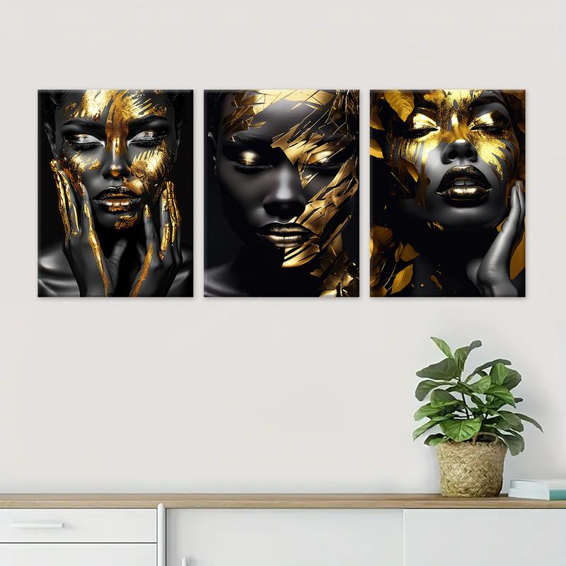 Wooden Framed Canvas Painting, 3 Counts Modern Graffiti Figure Pattern Poster, Fashion Figure Home Decoration, Room Mural, Office Decoration, Wooden Wall Art