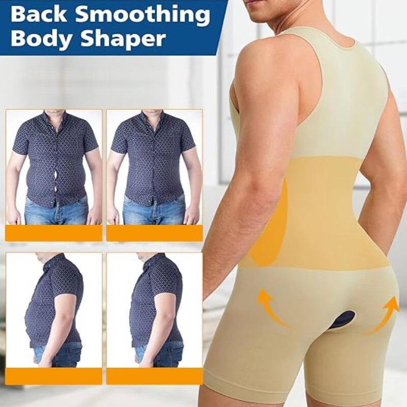 Men's Tummy Control Bodysuit Waist Trainer Compression Bodysuit Seamless Shapewear Full Body Shaper Open Crotch Comfortable Solid Breathable Underwear shaping