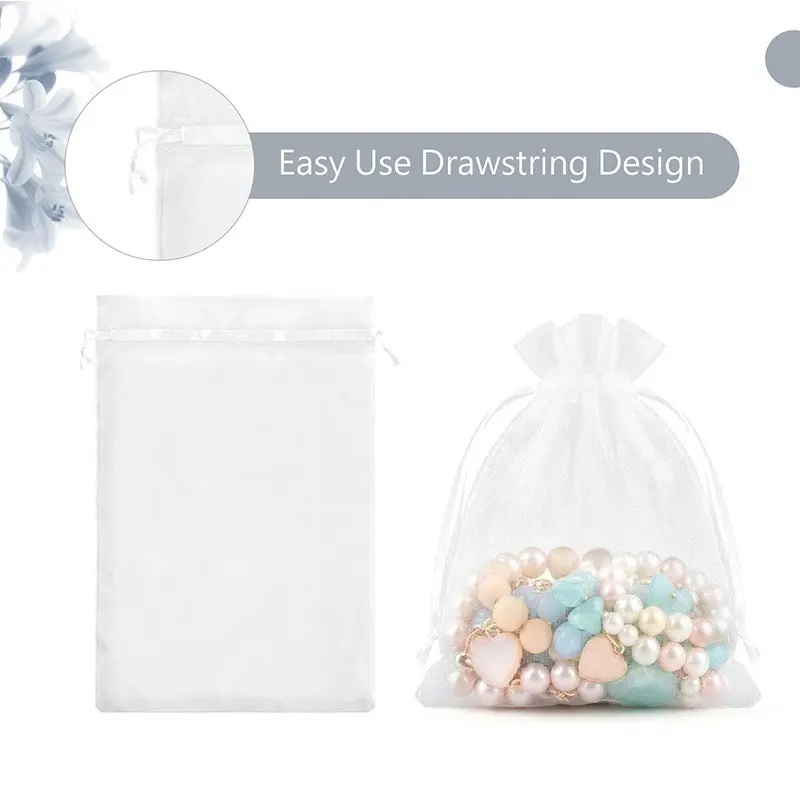 Organza Bag, Small Mesh Drawstring Gift Bag, Ideal for Scented Sachets, Jewelry, Wedding Gifts, Easter Decorations