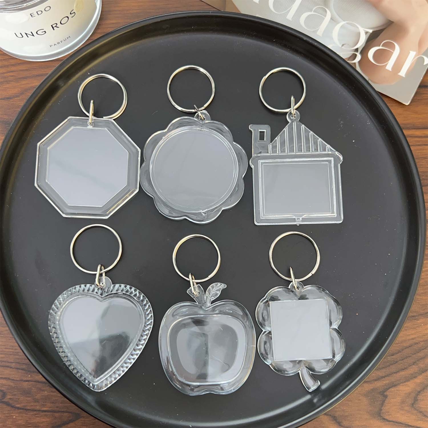 5/50Pcs Transparent Photo Frame Keychain Tassels Snap-In Custom Insert Photo Acrylic Blank Keyring Clear Blank Picture Pendant